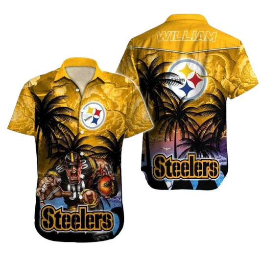 Personalized Pittsburgh Steelers Mascot Intense Sunset Game Art Hawaiian Shirt - Moonbestprint