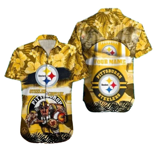 Personalized Pittsburgh Steelers Mascot Tropical Defender Hawaiian Shirt - Moonbestprint