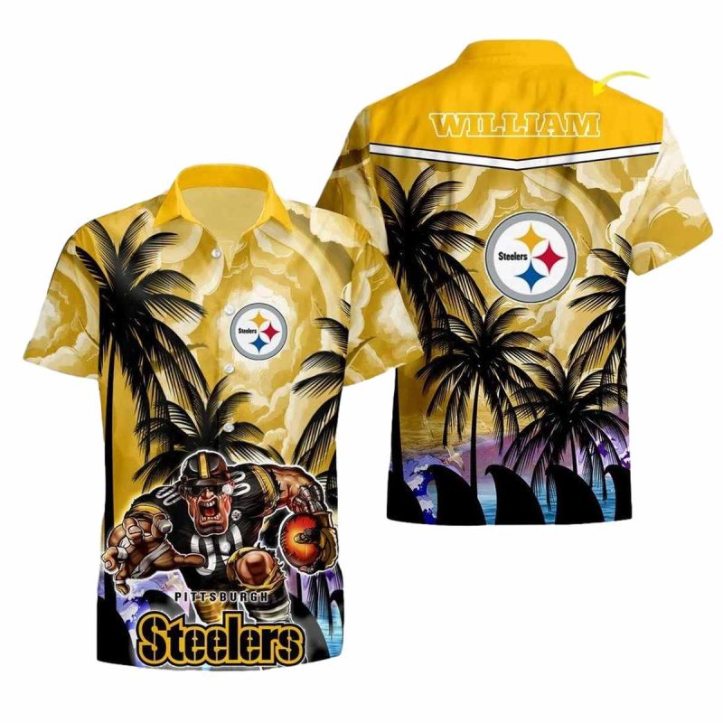 Personalized Pittsburgh Steelers Mastcot New Summer Coconut Tree 2025 Hawaiian Shirt - Moonbestprint