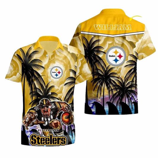 Personalized Pittsburgh Steelers Mastcot New Summer Coconut Tree 2025 Hawaiian Shirt - Moonbestprint