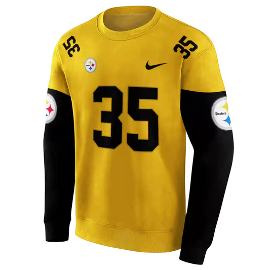 Personalized Pittsburgh Steelers Minimal Design Gold AOP Sweatshirt - Moonbestprint