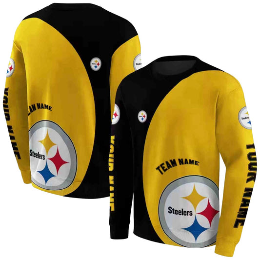 Personalized Pittsburgh Steelers Minimalist Design Gold Black AOP Sweatshirt - Moonbestprint