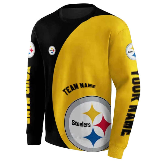 Personalized Pittsburgh Steelers Minimalist Design Gold Black AOP Sweatshirt - Moonbestprint