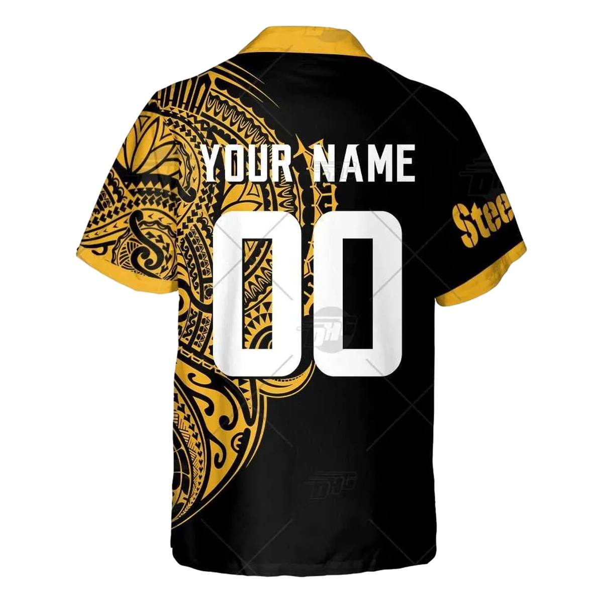Personalized Pittsburgh Steelers Polynesian Tattoo Design Hawaiian Shirt - Moonbestprint