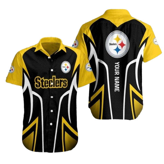 Personalized Pittsburgh Steelers Power Play Yellow And Black Hawaiian Shirt - Moonbestprint