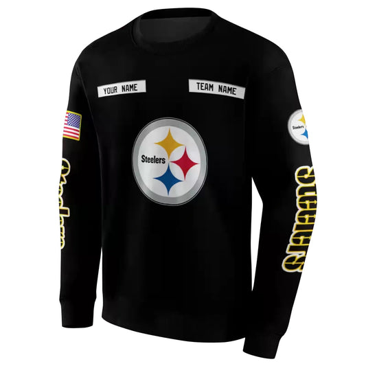 Personalized Pittsburgh Steelers Punisher Skull Black AOP Sweatshirt - Moonbestprint