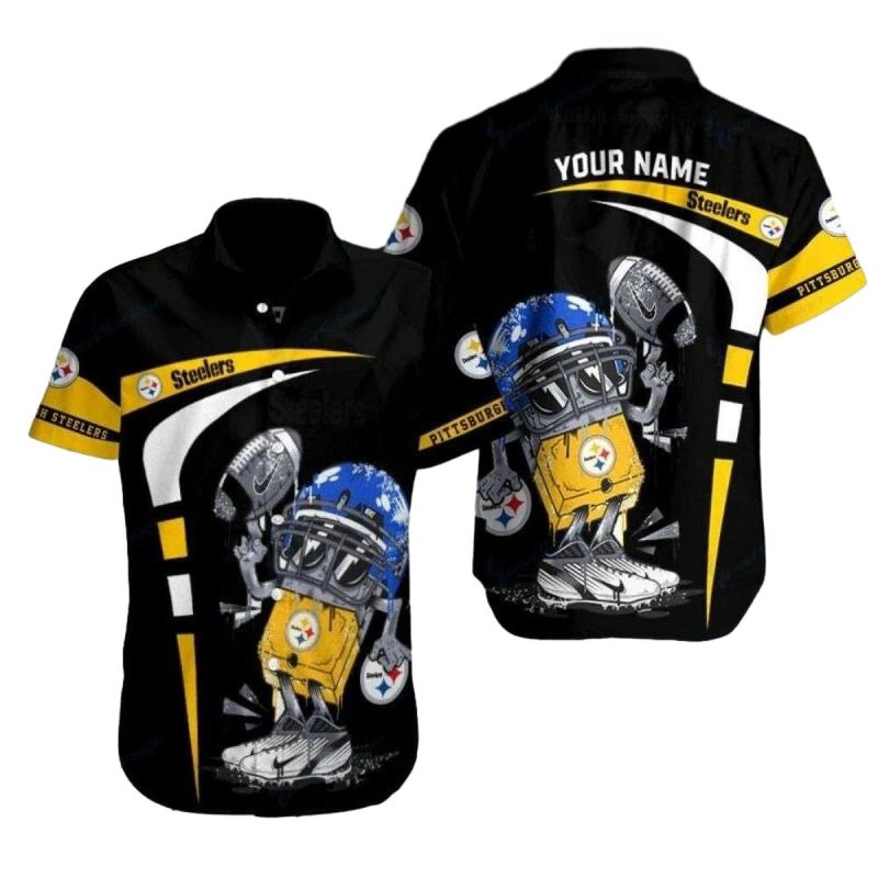 Personalized Pittsburgh Steelers Robot Playing Football Funny Hawaiian Shirt - Moonbestprint