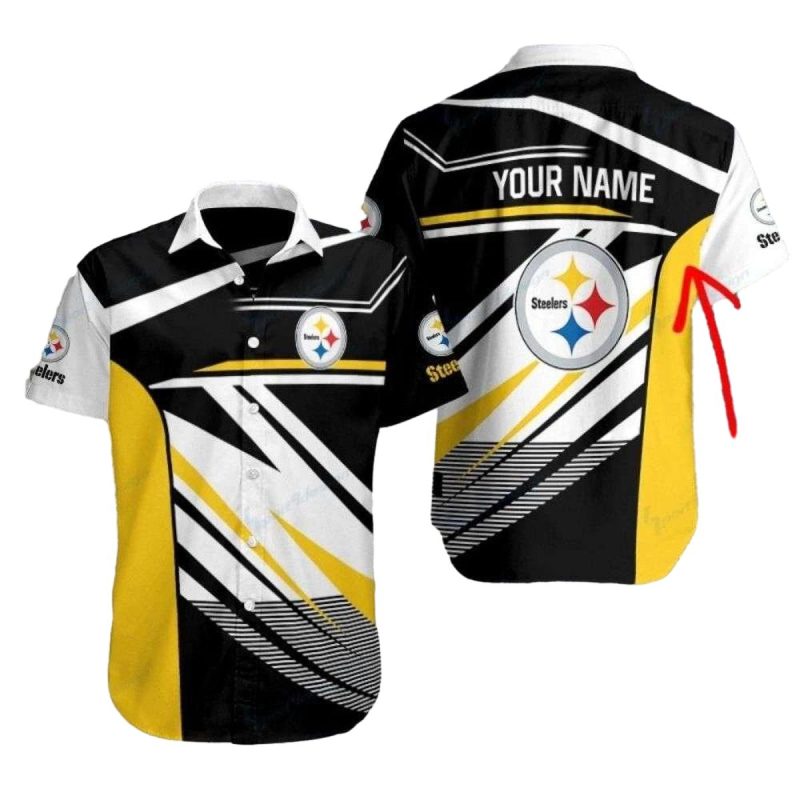 Personalized Pittsburgh Steelers Sleek Black And Gold Hawaiian Shirt - Moonbestprint