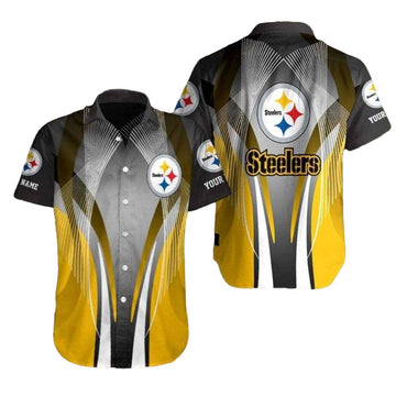 Personalized Pittsburgh Steelers Sleek Steel Wing Black And Yellow Hawaiian Shirt - Moonbestprint