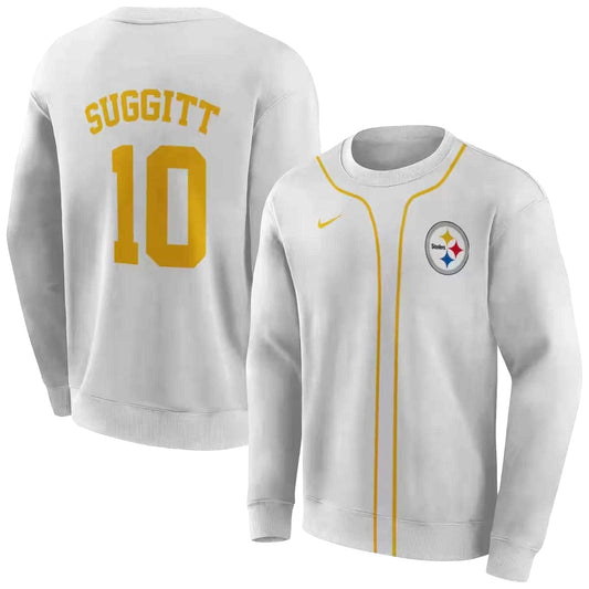 Personalized Pittsburgh Steelers Sporty Stripe White AOP Sweatshirt - Moonbestprint