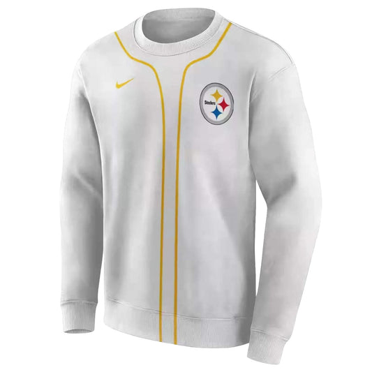 Personalized Pittsburgh Steelers Sporty Stripe White AOP Sweatshirt - Moonbestprint