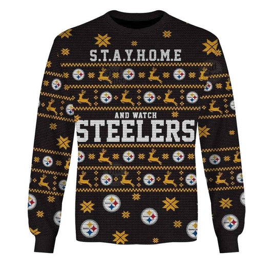Personalized Pittsburgh Steelers Stay Home And Watch Steelers Ugly Swaeter AOP Sweatshirt - Moonbestprint