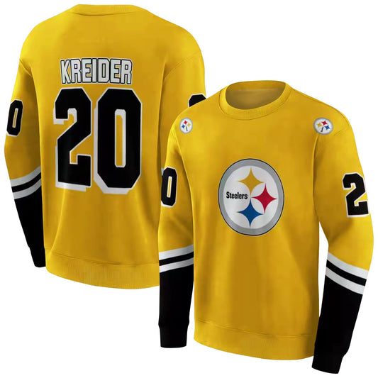 Personalized Pittsburgh Steelers Striped Sleeves Gold AOP Sweatshirt - Moonbestprint