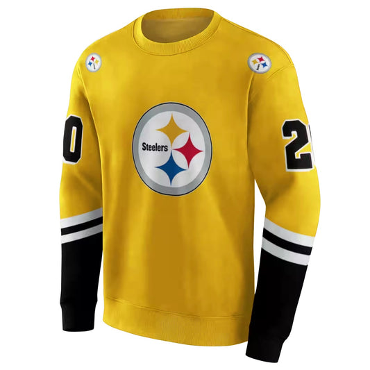 Personalized Pittsburgh Steelers Striped Sleeves Gold AOP Sweatshirt - Moonbestprint