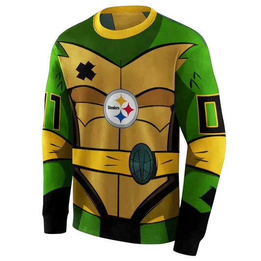Personalized Pittsburgh Steelers Superhero Armor Gold Green AOP Sweatshirt - Moonbestprint