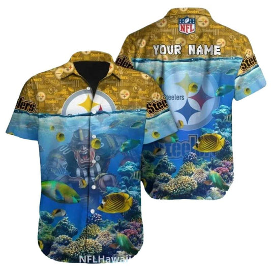 Personalized Pittsburgh Steelers Underwater Reef Mascot Style Hawaiian Shirt - Moonbestprint