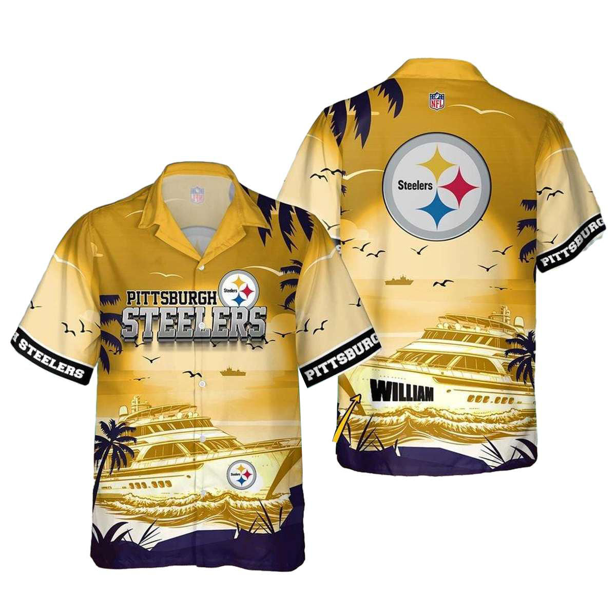 Personalized Pittsburgh Steelers Yacht Cruising Special Hawaiian Shirt - Moonbestprint