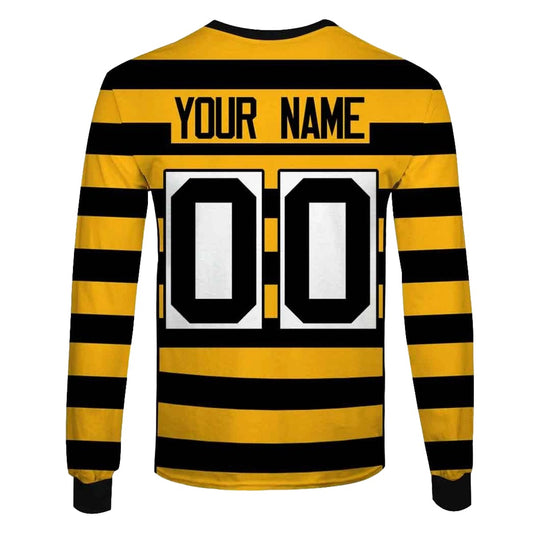 Personalized Pittsburgh Steelers Yellow Black Alternate 80Th Anniversary Throwback Jersey AOP Sweatshirt - Moonbestprint