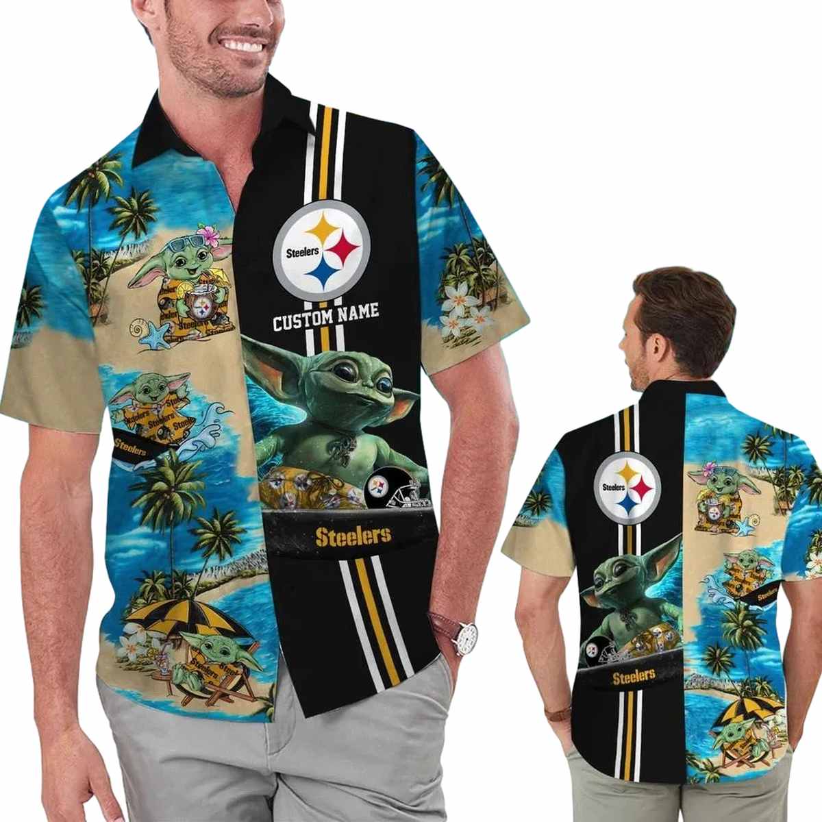 Personalized Pittsburgh Steelersbaby Yoda Summer 2025 Hawaiian Shirt - Moonbestprint