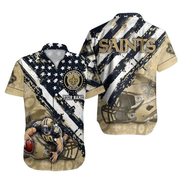 Personalized Saints Camo And Stars Fanfare NFL Hawaiian Shirt - Moonbestprint