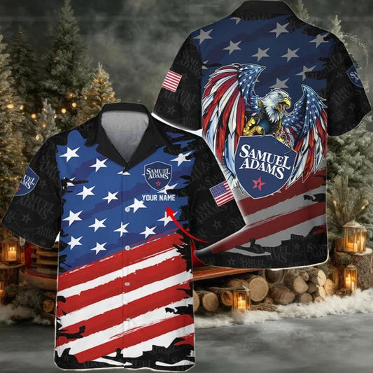 Personalized Samuel Adams Freedom Eagle Hawaiian Shirt - Moonbestprint