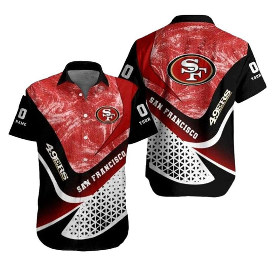 Personalized San Francisco 49ers Abstract Geometric Rush Hawaiian Shirt - Moonbestprint