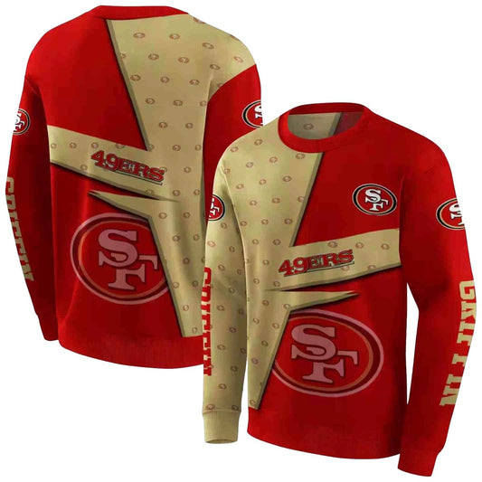 Personalized San Francisco 49ers Abstract Shape Red Aop Sweatshirt - Moonbestprint