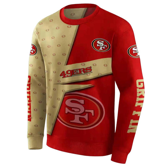 Personalized San Francisco 49ers Abstract Shape Red Aop Sweatshirt - Moonbestprint