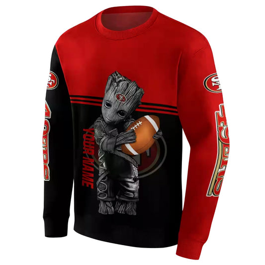 Personalized San Francisco 49ers Baby Groot Red Black Aop Sweatshirt - Moonbestprint