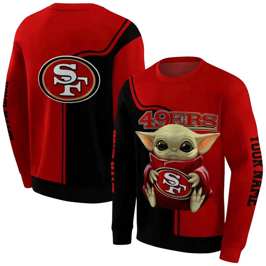 Personalized San Francisco 49ers Baby Yoda Red Black Aop Sweatshirt - Moonbestprint