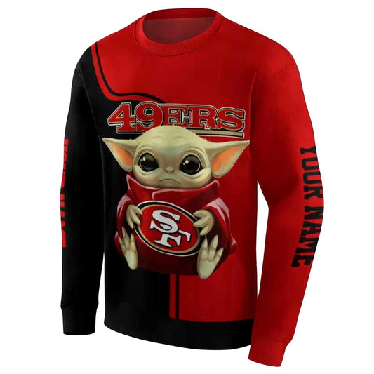 Personalized San Francisco 49ers Baby Yoda Red Black Aop Sweatshirt - Moonbestprint