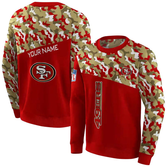 Personalized San Francisco 49ers Camo Pattern Red Aop Sweatshirt - Moonbestprint