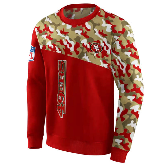Personalized San Francisco 49ers Camo Pattern Red Aop Sweatshirt - Moonbestprint