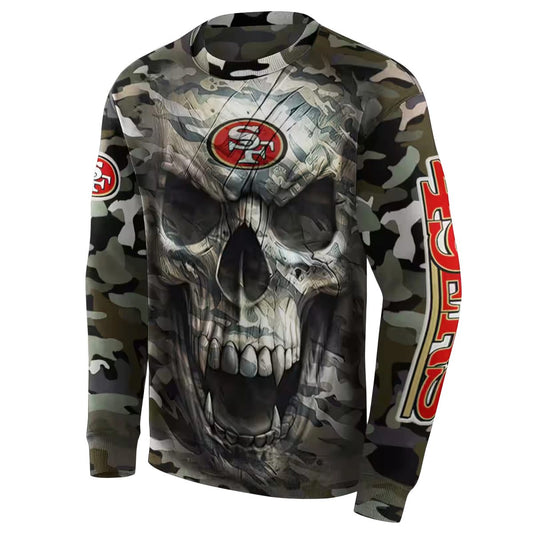 Personalized San Francisco 49ers Camo Skull Aop Sweatshirt - Moonbestprint