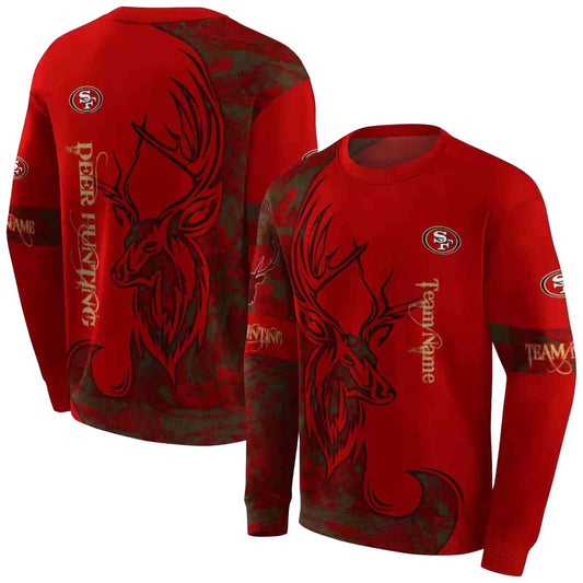Personalized San Francisco 49ers Deer Silhouette Red Aop Sweatshirt - Moonbestprint