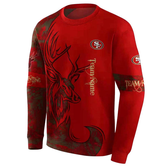 Personalized San Francisco 49ers Deer Silhouette Red Aop Sweatshirt - Moonbestprint