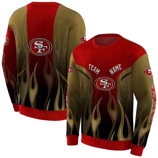 Personalized San Francisco 49ers Flame Design Red Aop Sweatshirt - Moonbestprint
