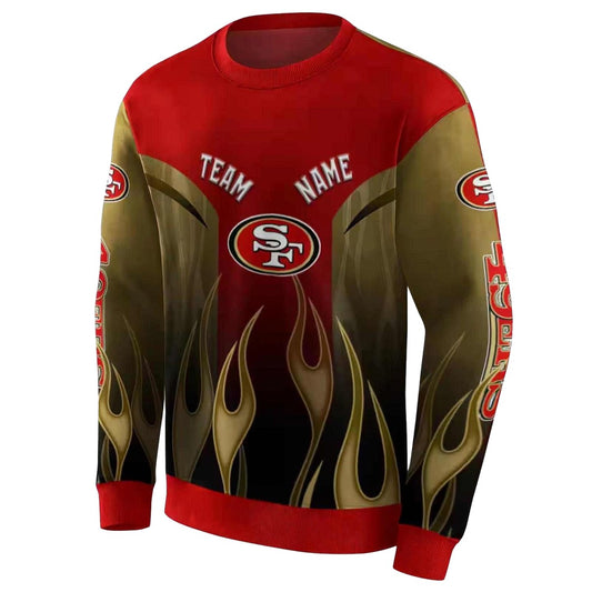 Personalized San Francisco 49ers Flame Design Red Aop Sweatshirt - Moonbestprint