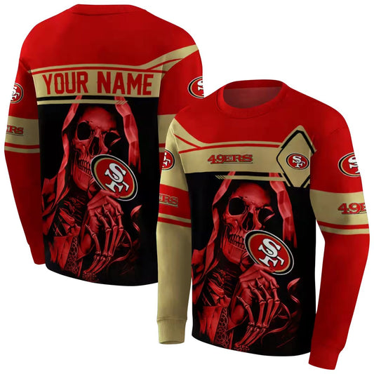 Personalized San Francisco 49ers Grim Reaper Red Black Aop Sweatshirt - Moonbestprint