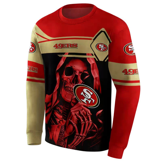 Personalized San Francisco 49ers Grim Reaper Red Black Aop Sweatshirt - Moonbestprint