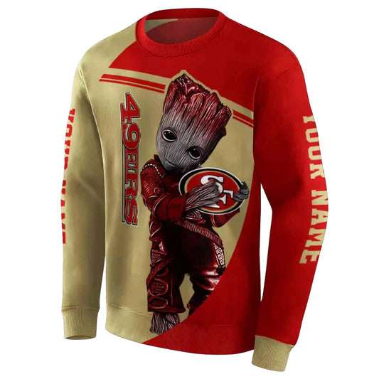 Personalized San Francisco 49ers Groot Hug Logo Red Aop Sweatshirt - Moonbestprint