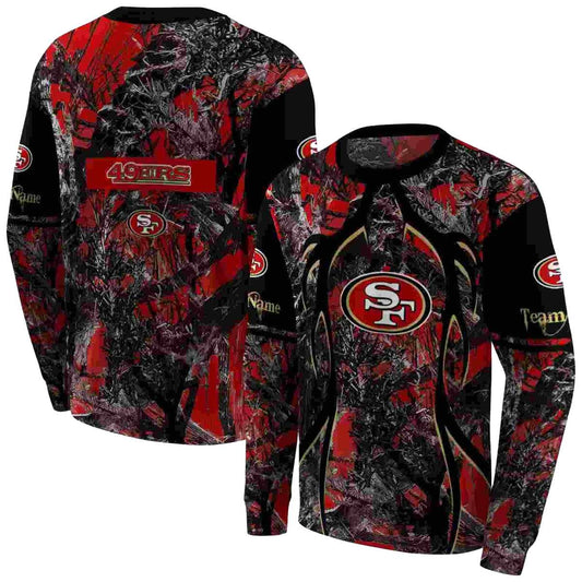 Personalized San Francisco 49ers Hunting Theme Red Black Aop Sweatshirt - Moonbestprint