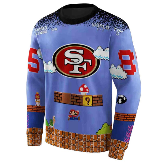 Personalized San Francisco 49ers Mario Blue Black Aop Sweatshirt - Moonbestprint