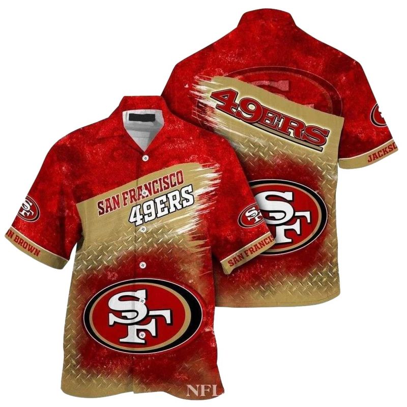 Personalized San Francisco 49ers Metal Pattern Hawaiian Shirt - Moonbestprint