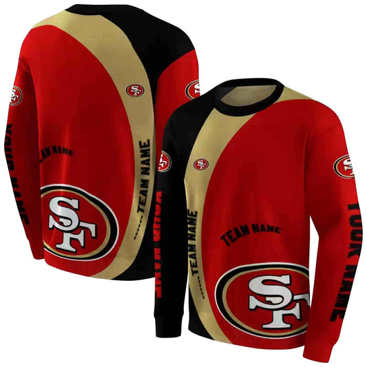 Personalized San Francisco 49ers Minimalist Design Red Black Aop Sweatshirt - Moonbestprint
