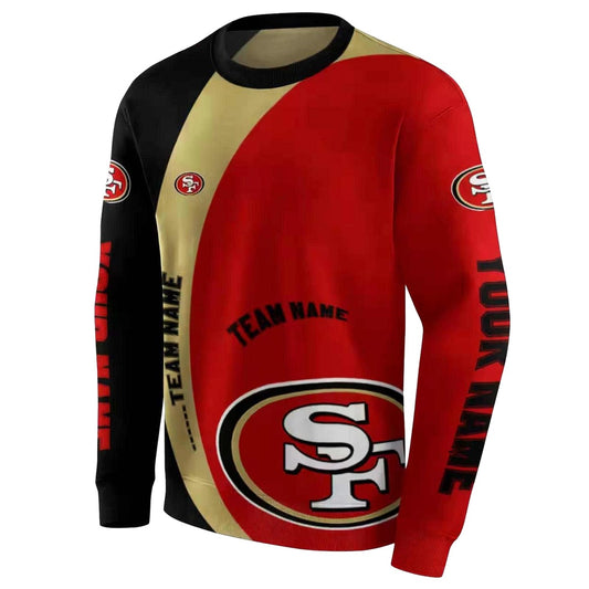 Personalized San Francisco 49ers Minimalist Design Red Black Aop Sweatshirt - Moonbestprint