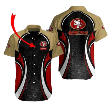 Personalized San Francisco 49ers Performance Halftone Design Hawaiian Shirt - Moonbestprint