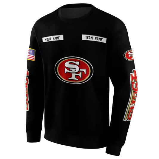 Personalized San Francisco 49ers Punisher Skull Flag Black Aop Sweatshirt - Moonbestprint