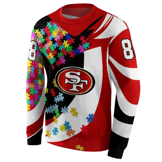 Personalized San Francisco 49ers Puzzle Pieces Red Aop Sweatshirt - Moonbestprint