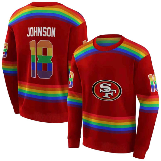 Personalized San Francisco 49ers Rainbow Stripes Red Aop Sweatshirt - Moonbestprint